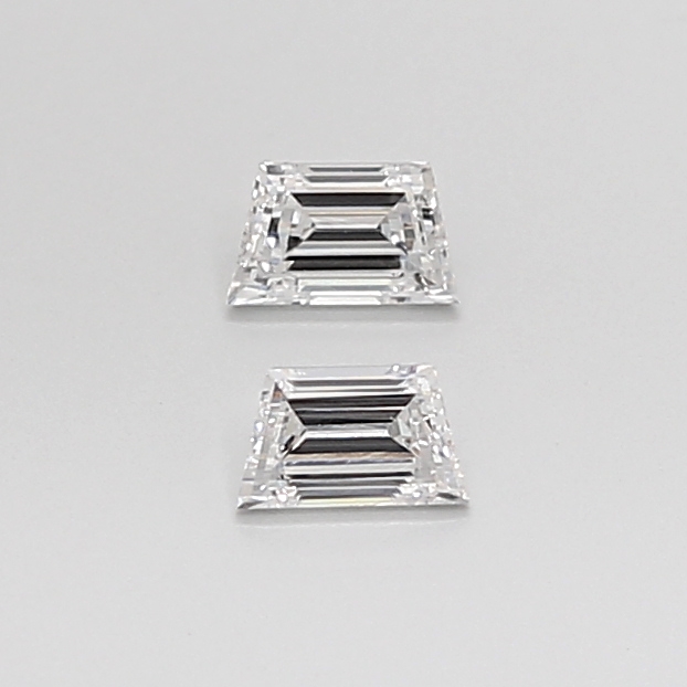 Matched pair of Trapezoid Step lab grown diamonds, 7.30 × 4.30 mm, F VS1, 1.59ct total