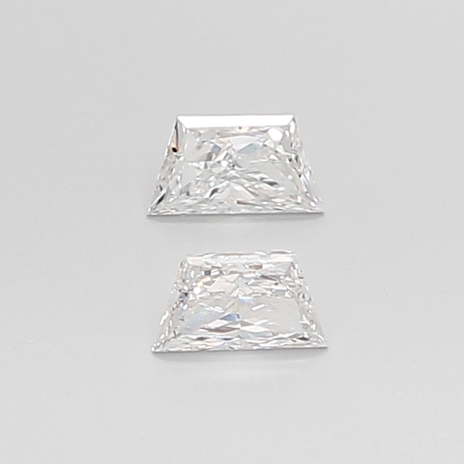 Matched pair of Trapezoid Brilliant lab grown diamonds, 3.80 × 2.20 mm, E VVS2, 0.22ct total