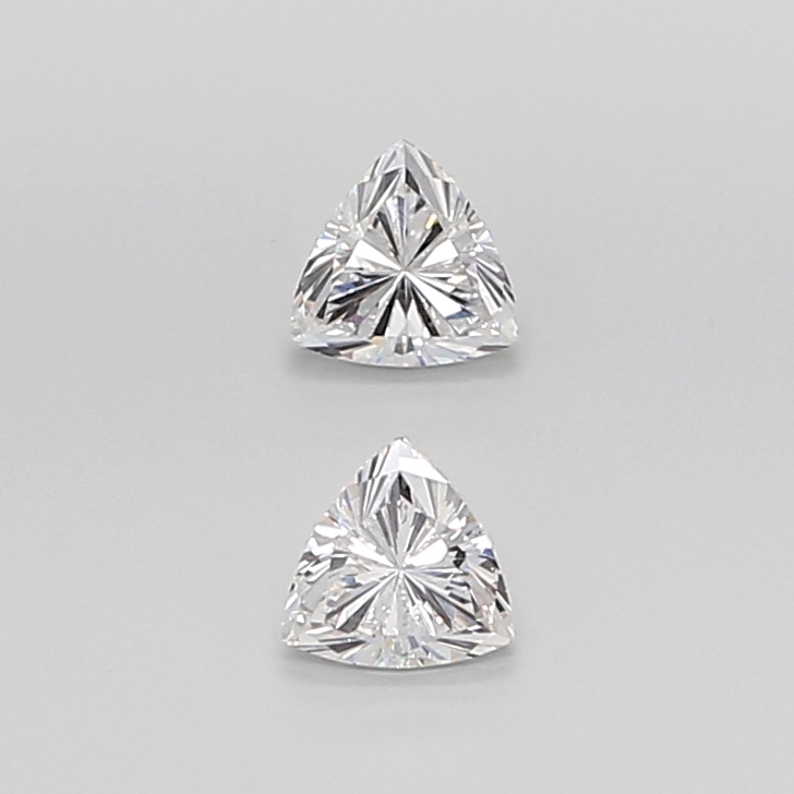 Matched pair of Trillion lab grown diamonds, 4.00 × 4.00 mm, E VVS2, 0.47ct total