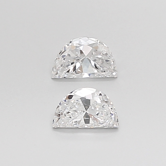 Matched pair of Half Moon lab grown diamonds, 7.30 × 4.70 mm, E VVS2, 1.50ct total