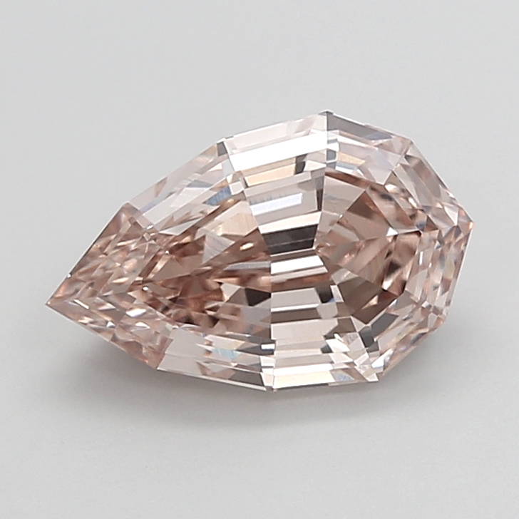 3.08 carat Fancy Brown Pear Step Cut lab grown diamond, VS1, IGI certified