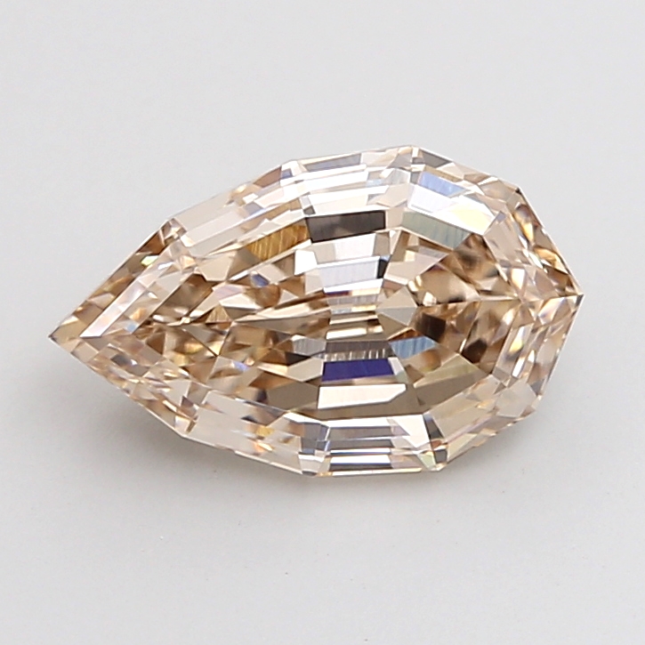 2.15 carat Fancy Brown Pear Step Cut lab grown diamond, VVS2, IGI certified