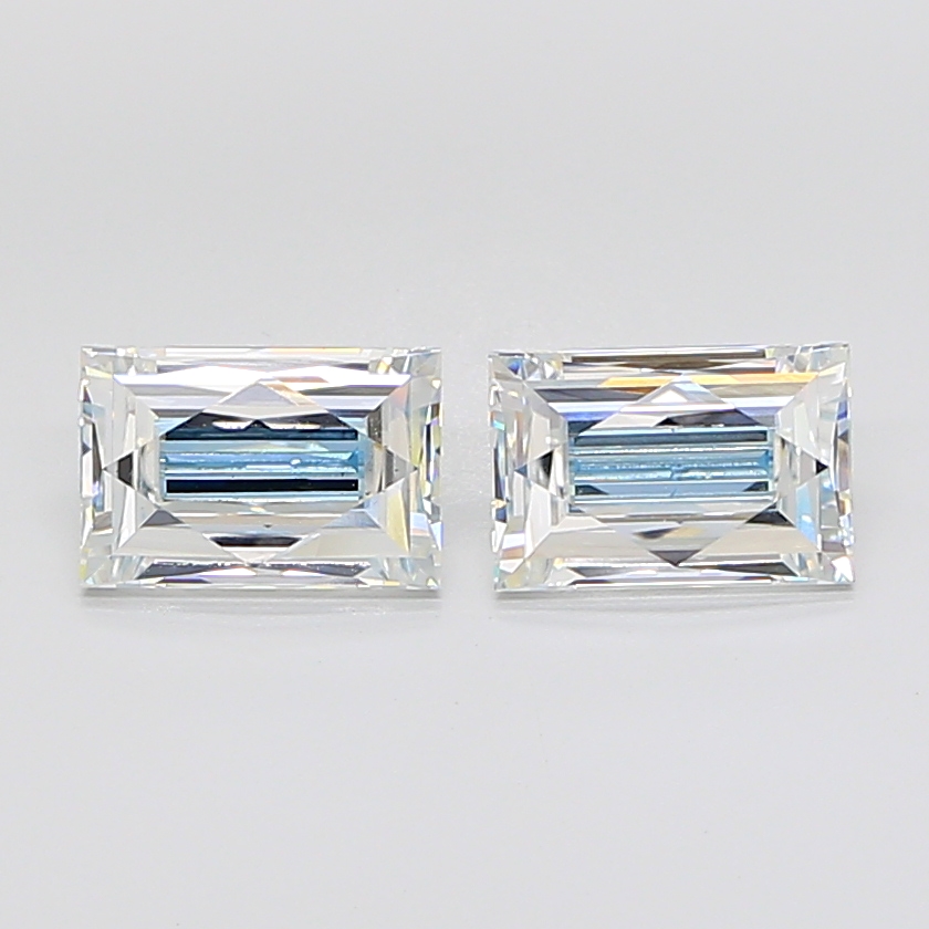 Matched pair of Baguette lab grown diamonds, 9.20 × 6.10 mm, Fancy Vivid Blue VS1, 4.33ct total