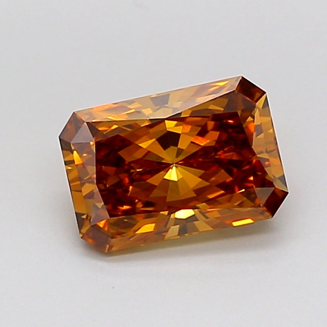 1.46 carat Fancy Vivid Brown Radiant Cut lab grown diamond, VVS2, IGI certified