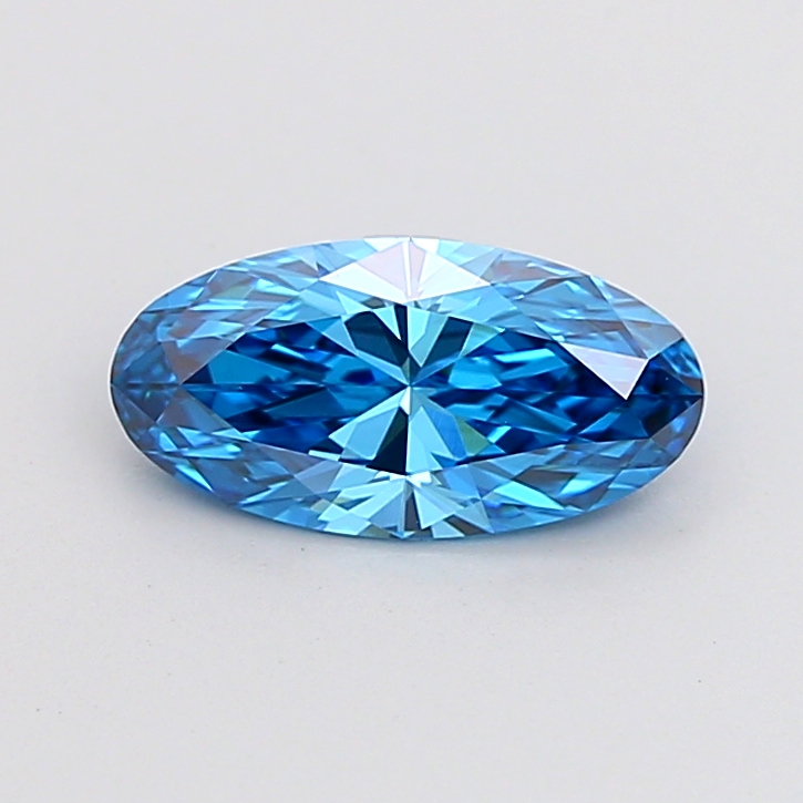 1.25 carat Fancy Vivid Blue Moval lab grown diamond, VVS2, IGI certified