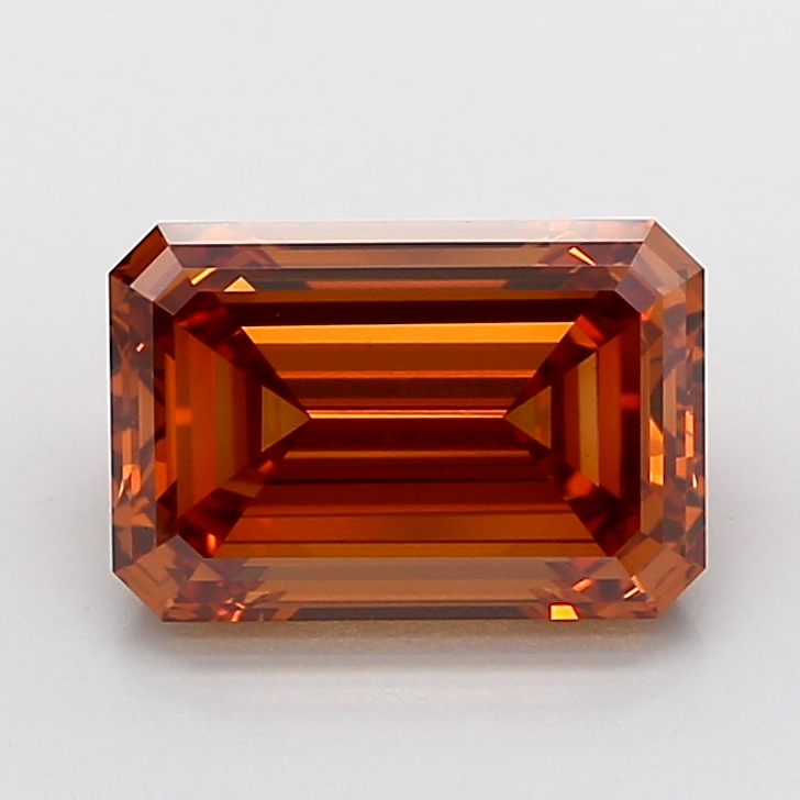4.07 carat Fancy Brown Emerald Cut lab grown diamond, VVS2, IGI certified