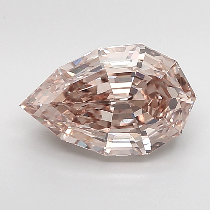 3.08 carat Fancy Brown Pear Step Cut lab grown diamond, VS1, IGI certified