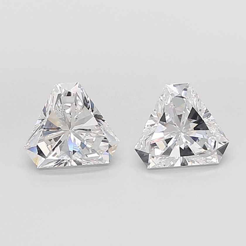Matched pair of Calf Cut lab grown diamonds, 8.00 × 8.00 mm, E VVS2, 4.02ct total