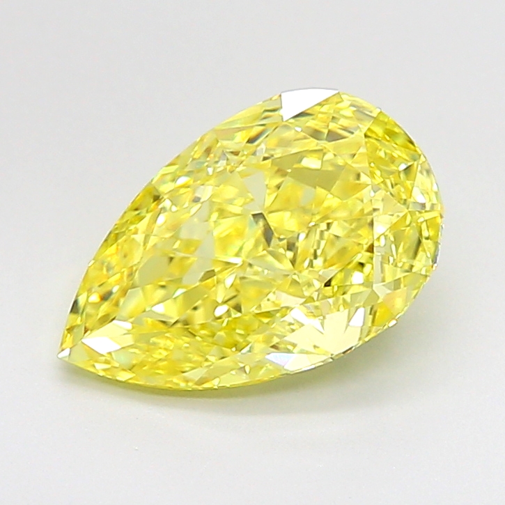 2.27 carat Fancy Intense Yellow Pear lab grown diamond, VVS2, IGI certified