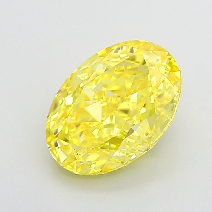 2.90 carat Fancy Vivid Yellow Oval lab grown diamond, VVS2, IGI certified