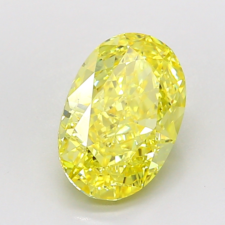 2.76 carat Fancy Intense Yellow Oval lab grown diamond, VVS2, IGI certified