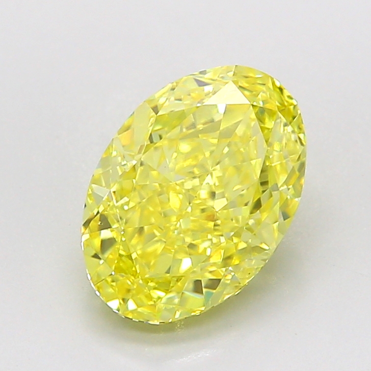 2.66 carat Fancy Intense Yellow Oval lab grown diamond, VS2, IGI certified
