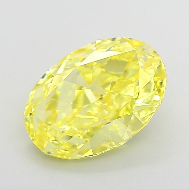 2.56 carat Fancy Intense Yellow Oval lab grown diamond, VS1, IGI certified
