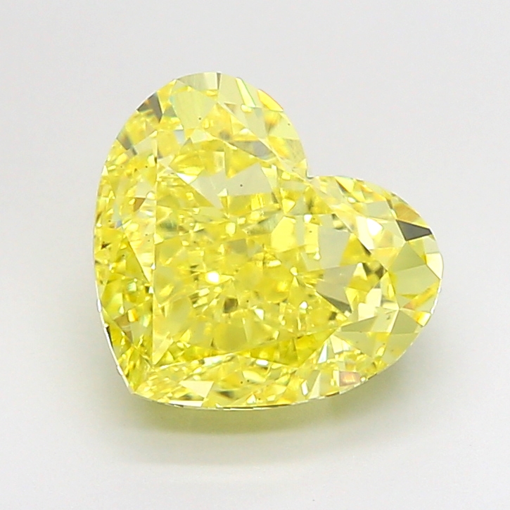 4.16 carat Fancy Intense Yellow Heart lab grown diamond, VS2, IGI certified