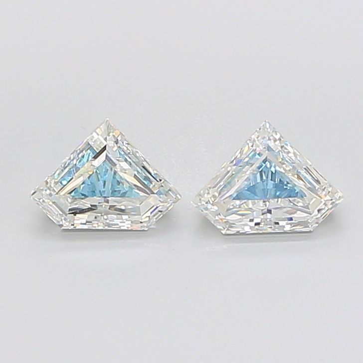 Matched pair of Diamond Cut lab grown diamonds, 8.50 × 6.50 mm, Fancy Vivid Blue VS1, 2.53ct total