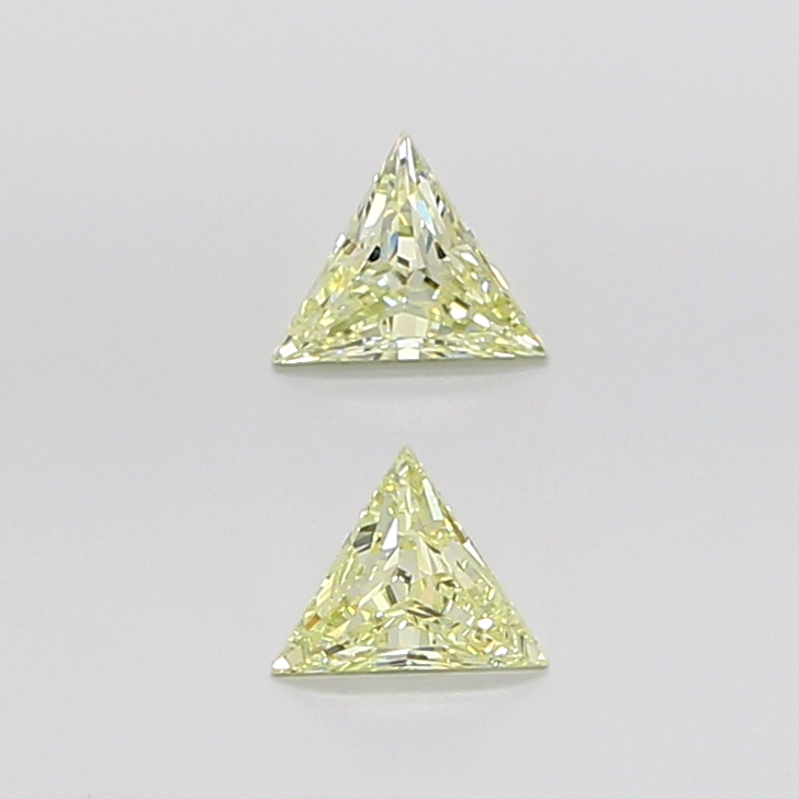 Matched pair of Triangle lab grown diamonds, 7.80 × 7.80 mm, Fancy Intense Yellow VS1, 2.03ct total