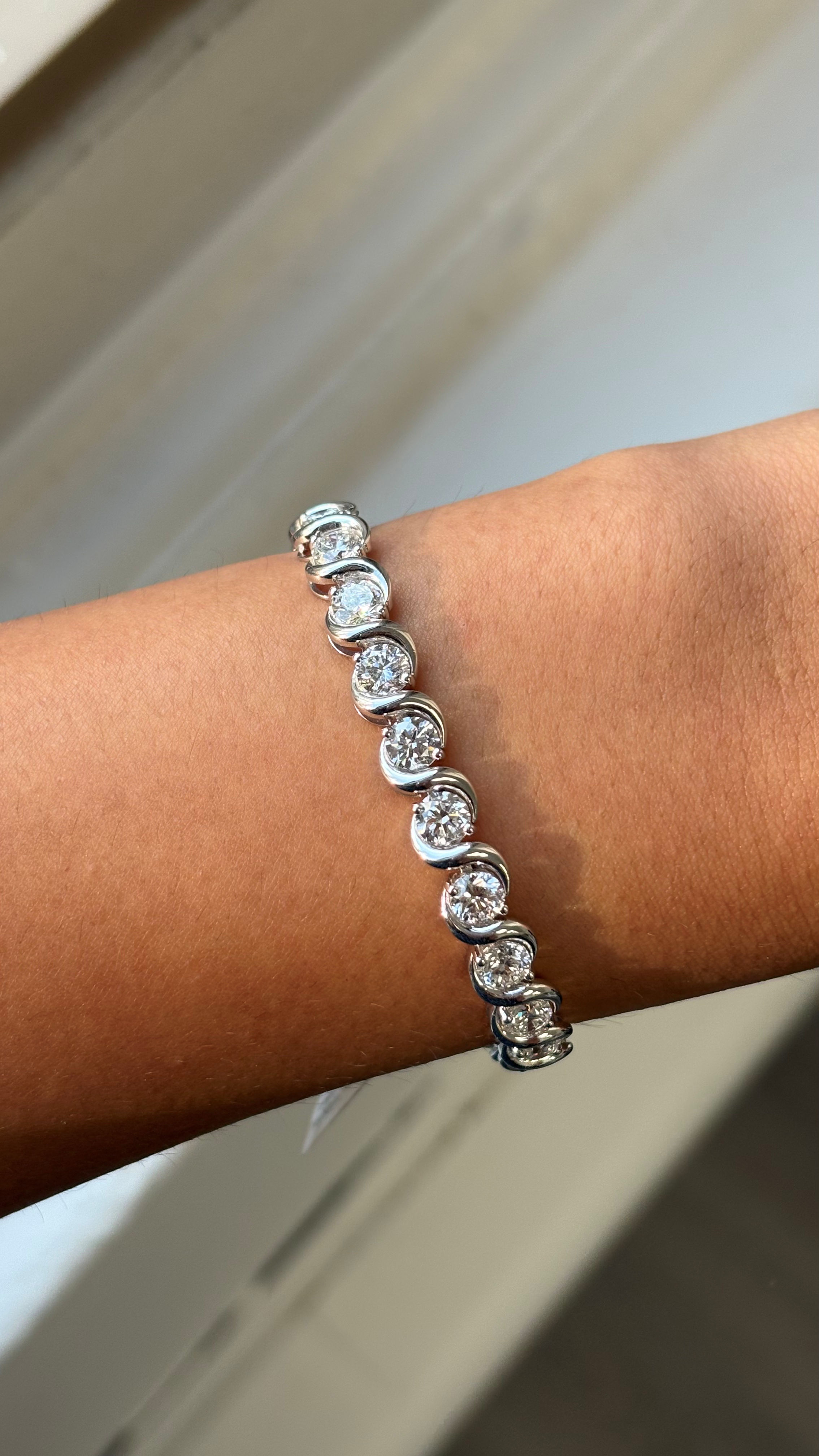Tennis Bracelet, 14K White Gold, stock 1912662