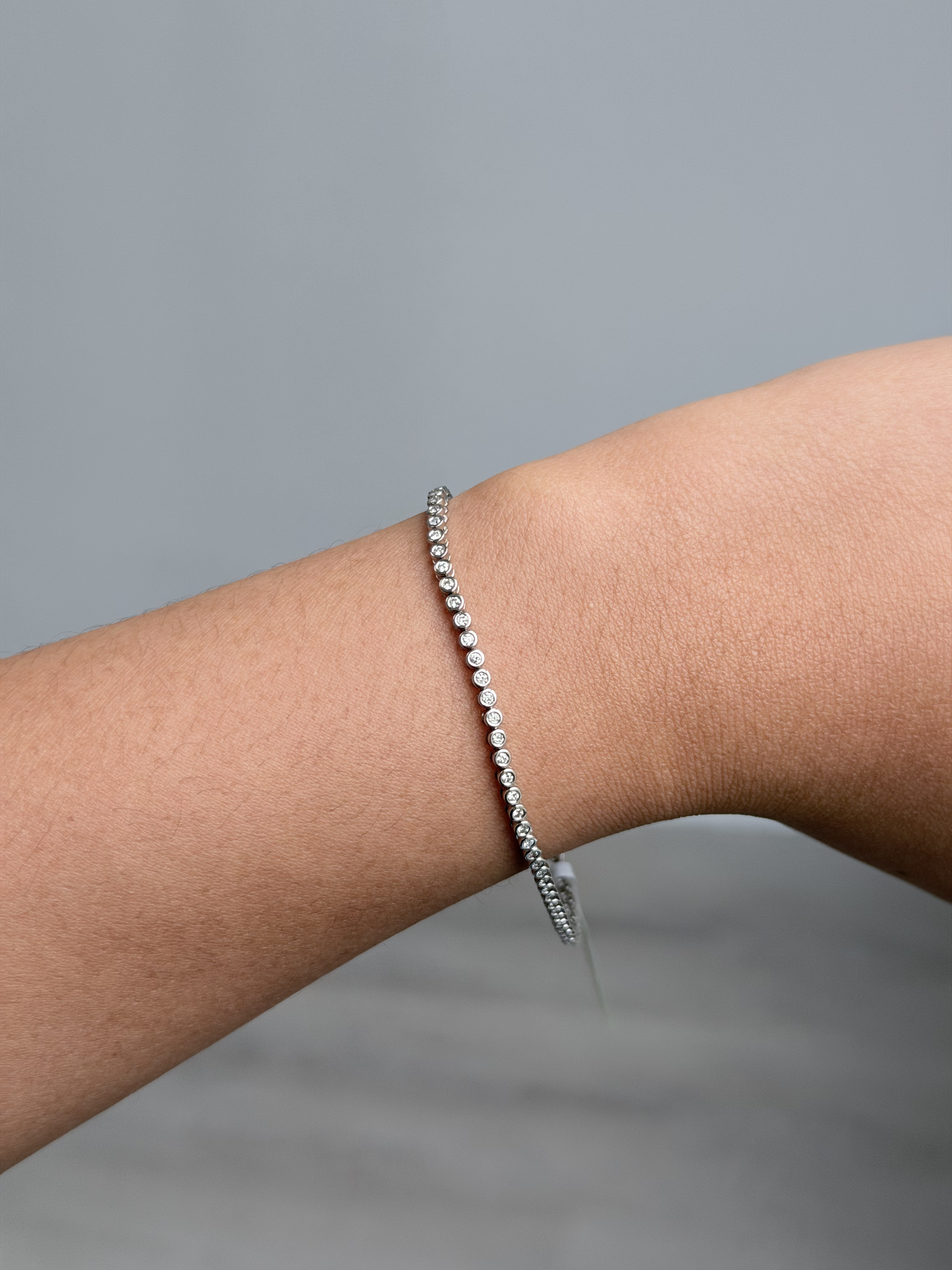 Tennis Bracelet, 14K White Gold, stock 477555