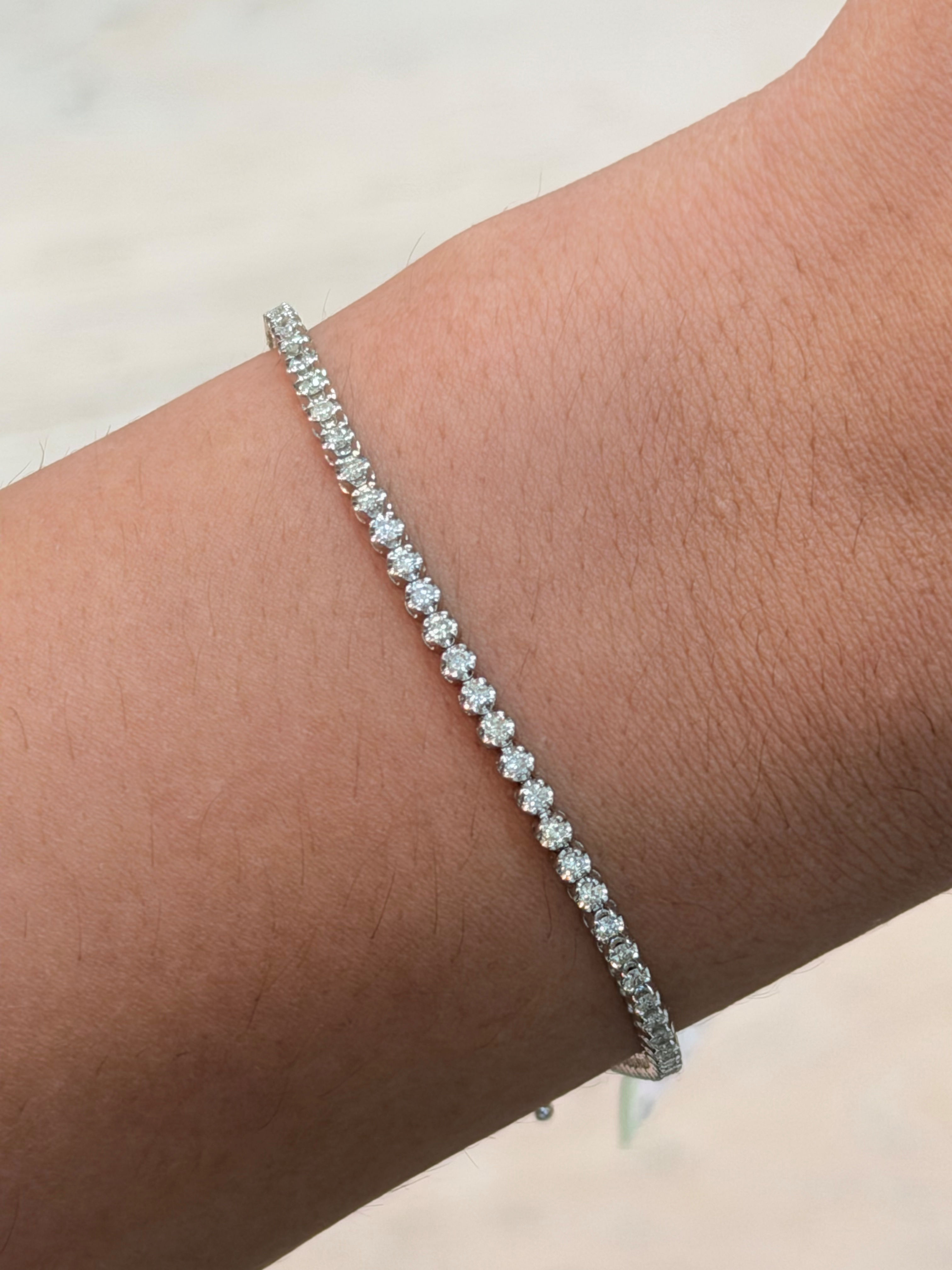 Tennis Bracelet, 14K White Gold, stock 664043