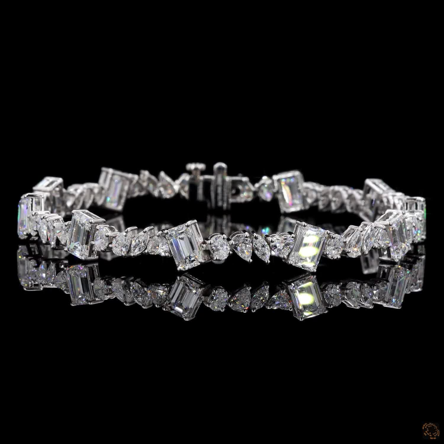 Fancy Shape Bracelet, 14K White Gold, stock GD-1480