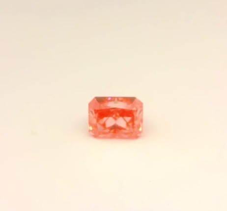 Matched pair of Radiant Cut lab grown diamonds, 6.20 × 5.00 mm, Fancy Vivid Pink VS1, 1.11ct total