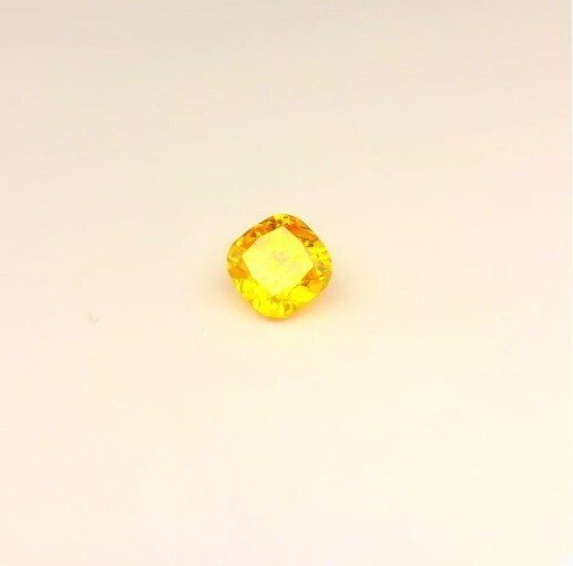Matched pair of Cushion lab grown diamonds, 5.10 × 5.10 mm, Fancy Yellow VS2, 0.76ct total