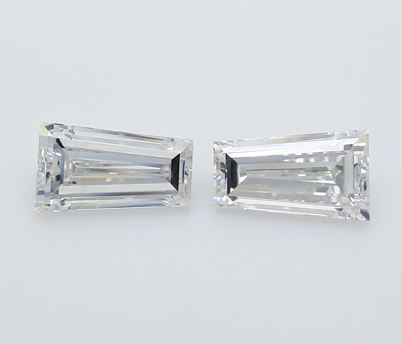 Matched pair of Tapered Baguette lab grown diamonds, 6.00 × 3.00 mm, D VS1, 0.63ct total