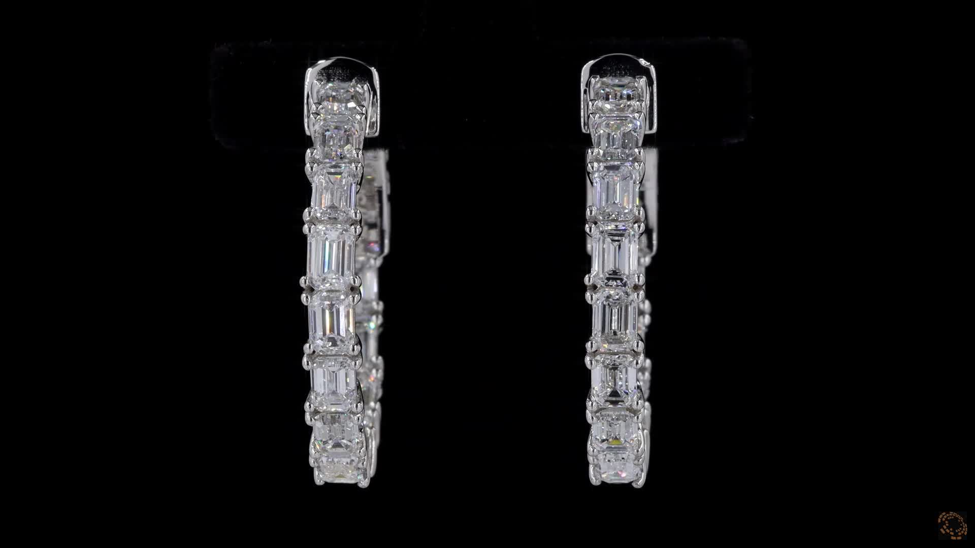 Hoop Earrings, 14K White Gold, stock 1371033