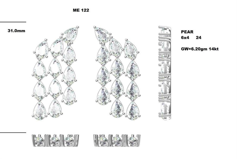 Drop Earrings, 14K White Gold, stock ER00256