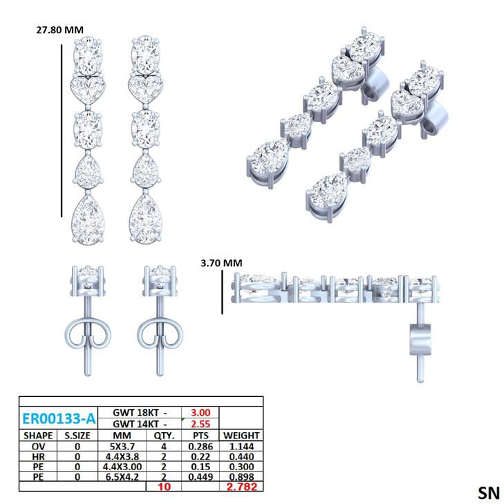 Drop Earrings, 14K White Gold, stock ER00293