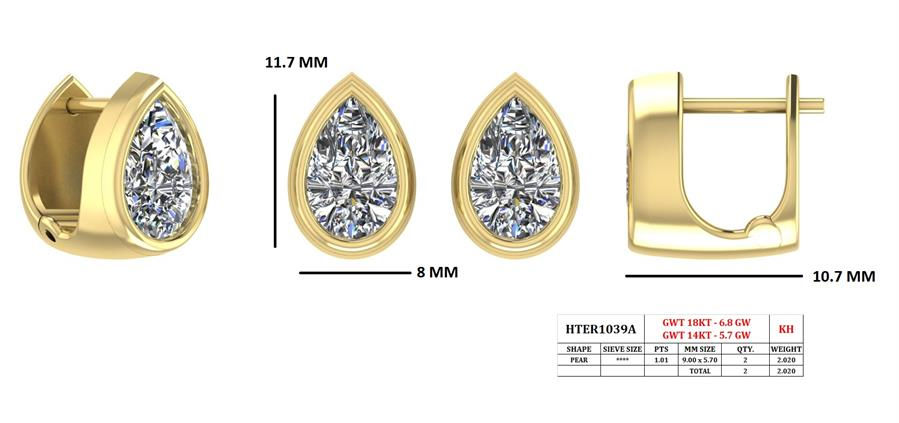 Stud Earrings, 14K Yellow Gold, stock ER00378