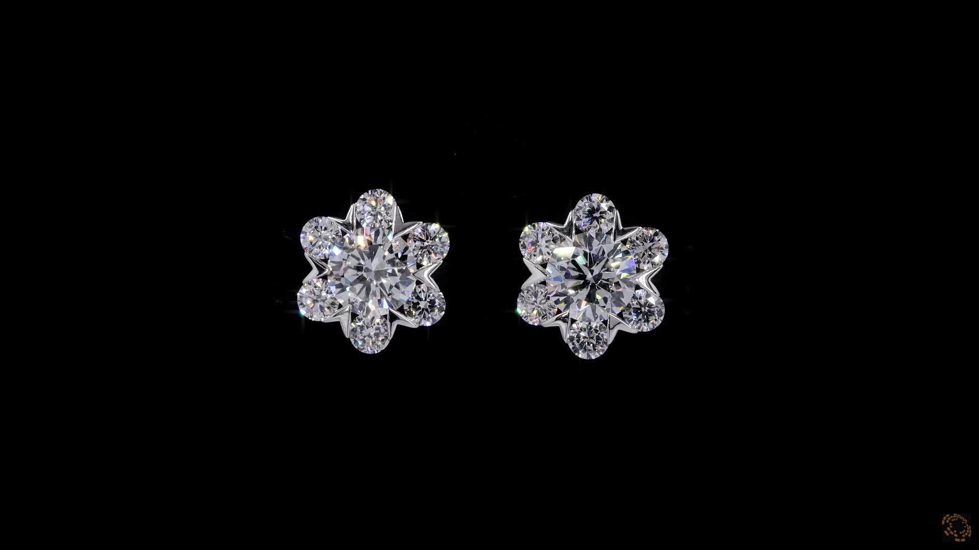 Stud Earrings, 14K White Gold, stock 2032745