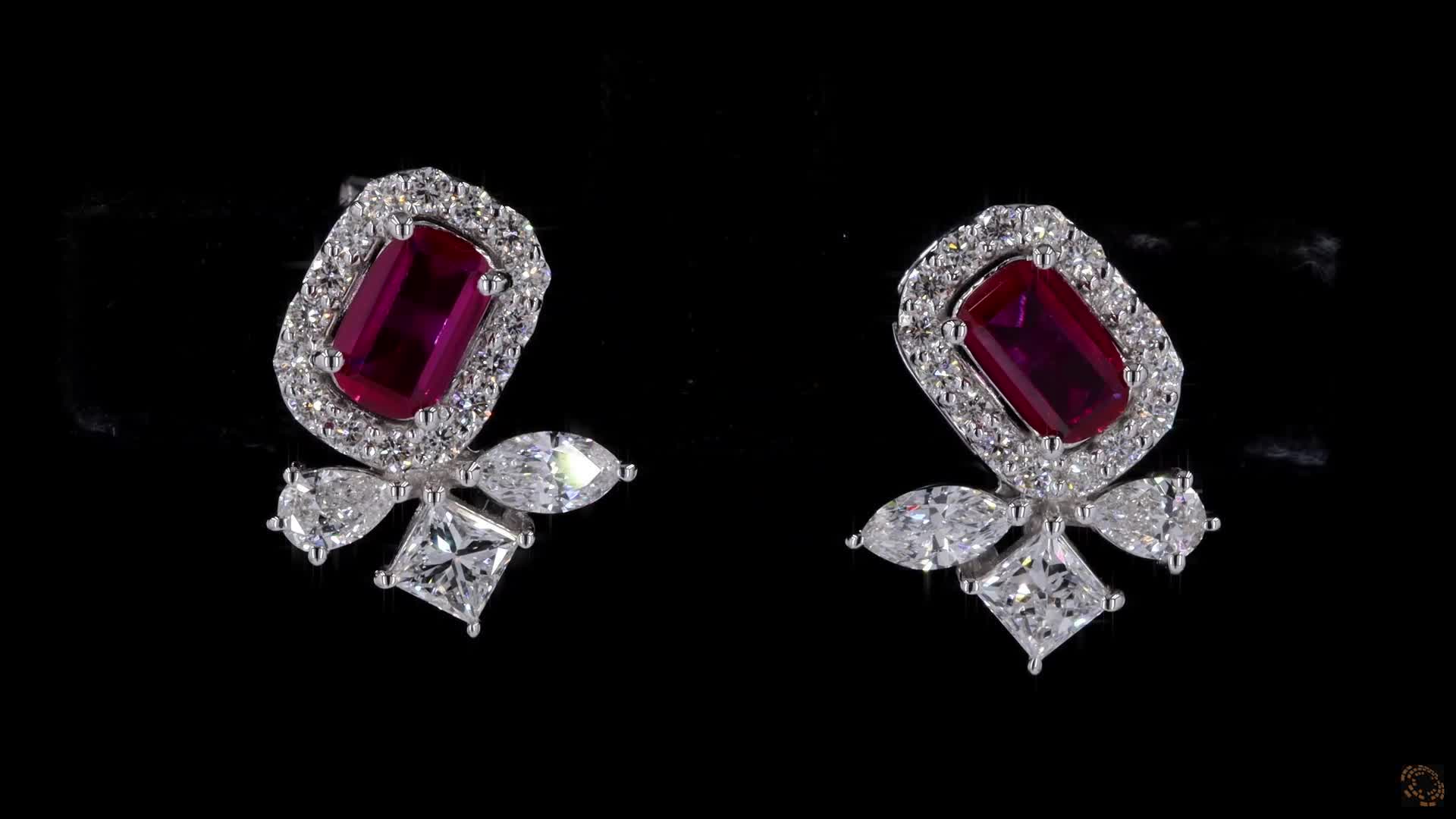 Stud Earrings, 14K White Gold, stock 2032746