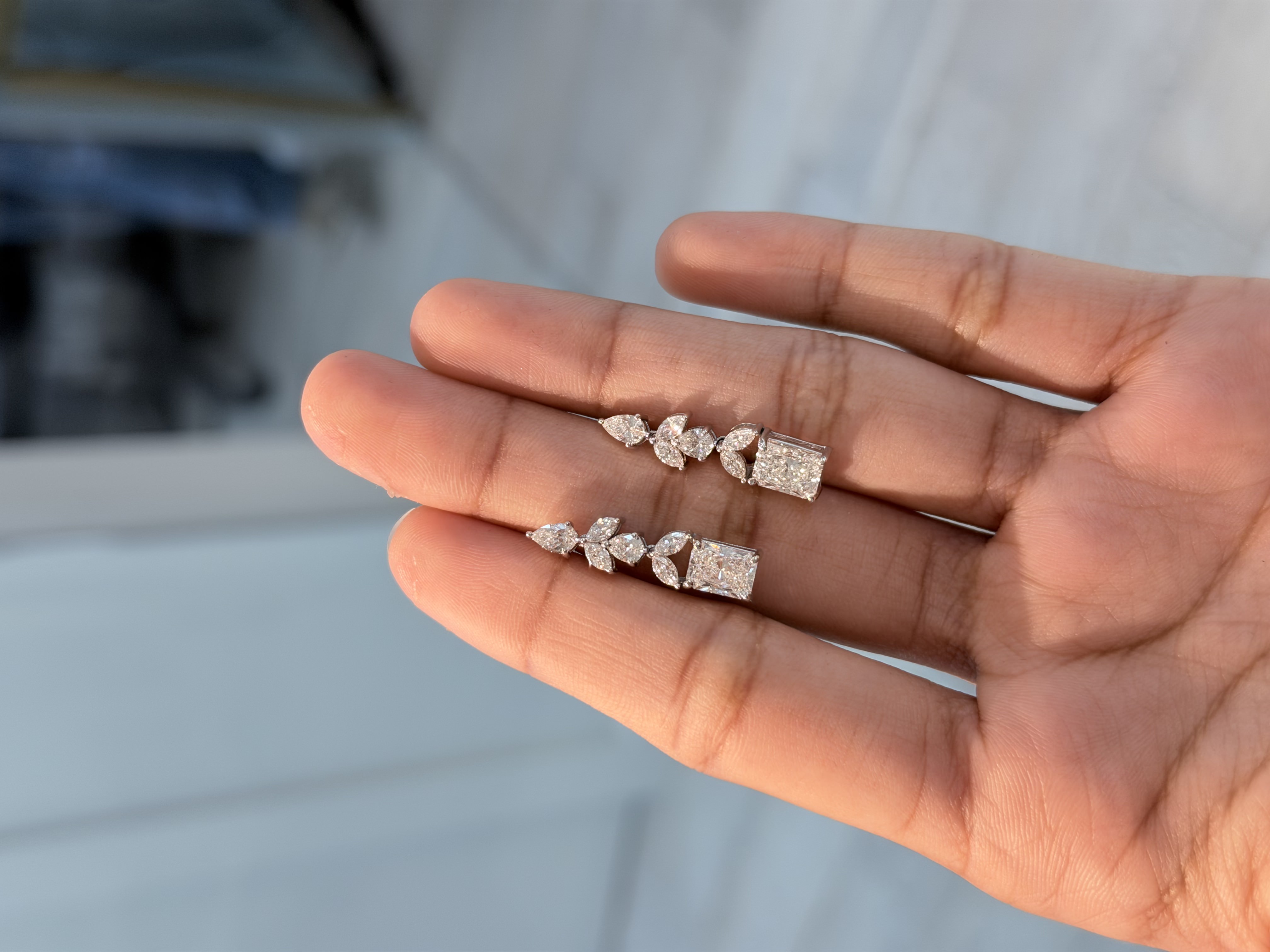 Dangle Earrings, 14K White Gold, stock Er00291