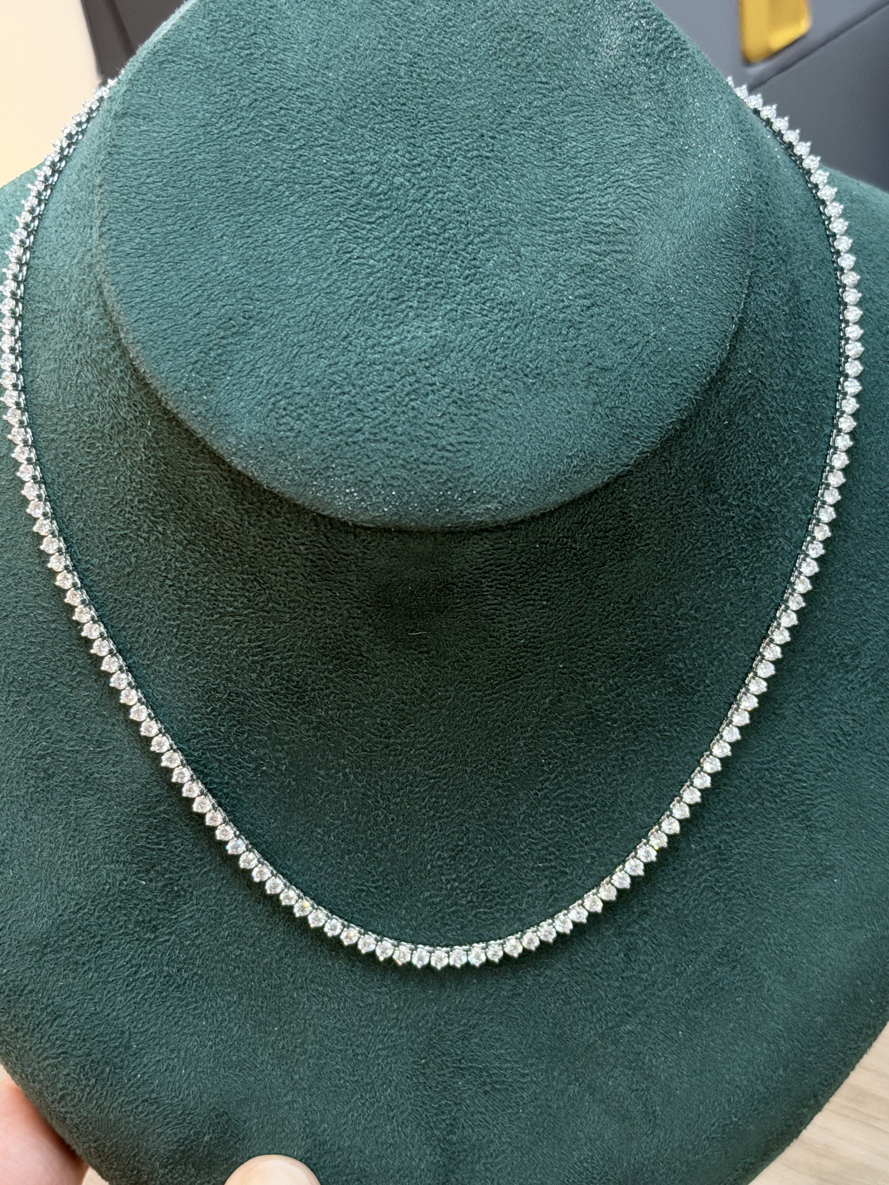 Tennis Necklace, 14K White Gold, stock 104059