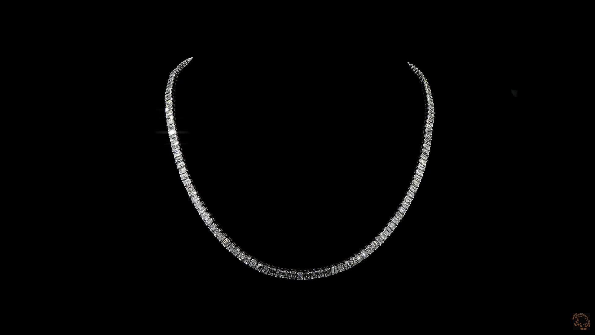 Tennis Necklace, 14K White Gold, stock 1248010