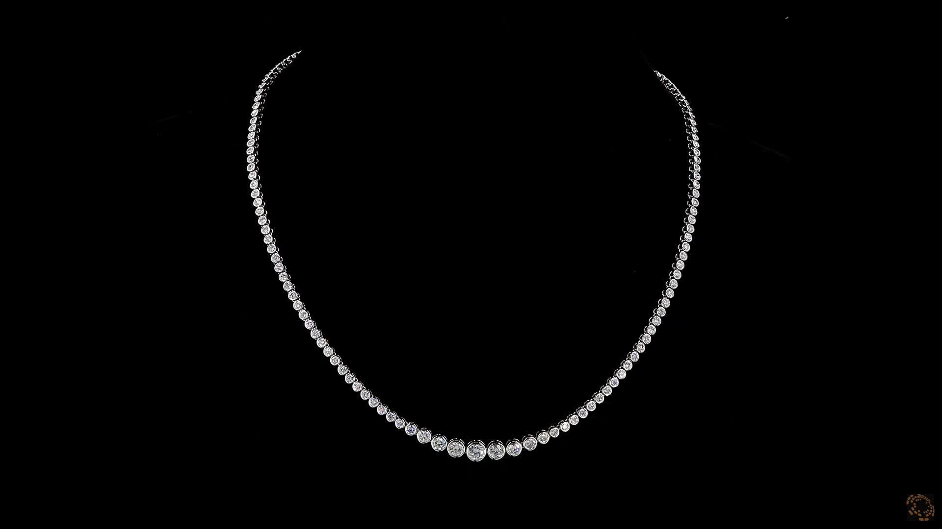 Tennis Necklace, 14K White Gold, stock 1462949