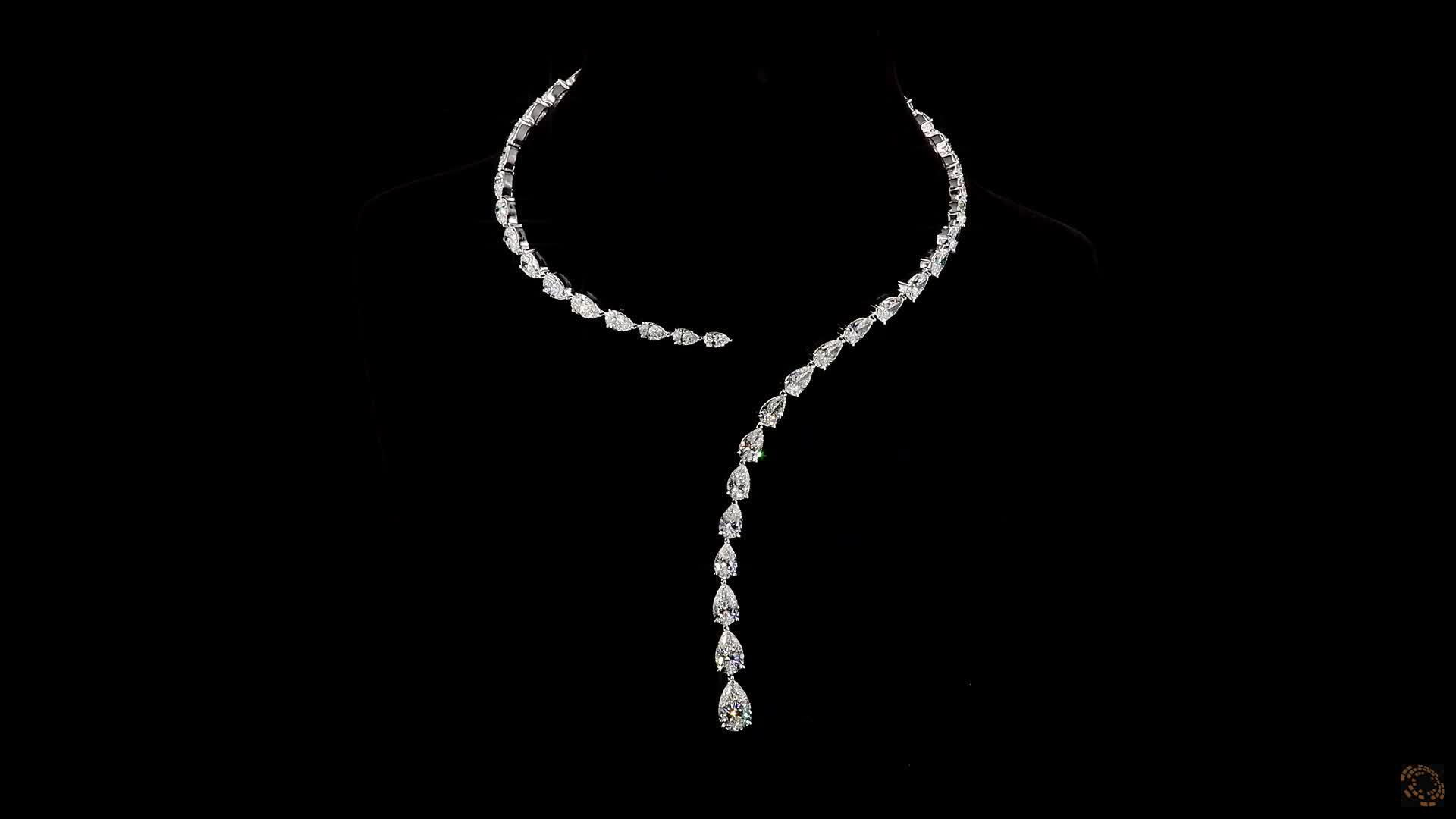 Tennis Necklace, 14K White Gold, stock 1500559