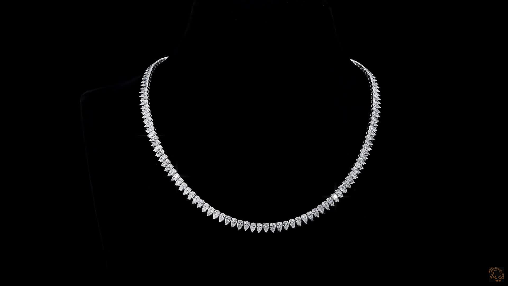 Tennis Necklace, 14K White Gold, stock TSPS-0.2-W17