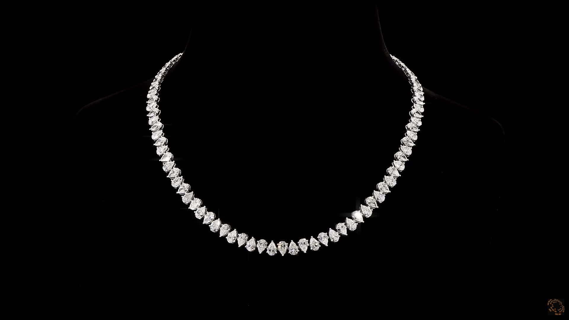 Tennis Necklace, 14K White Gold, stock 1865049