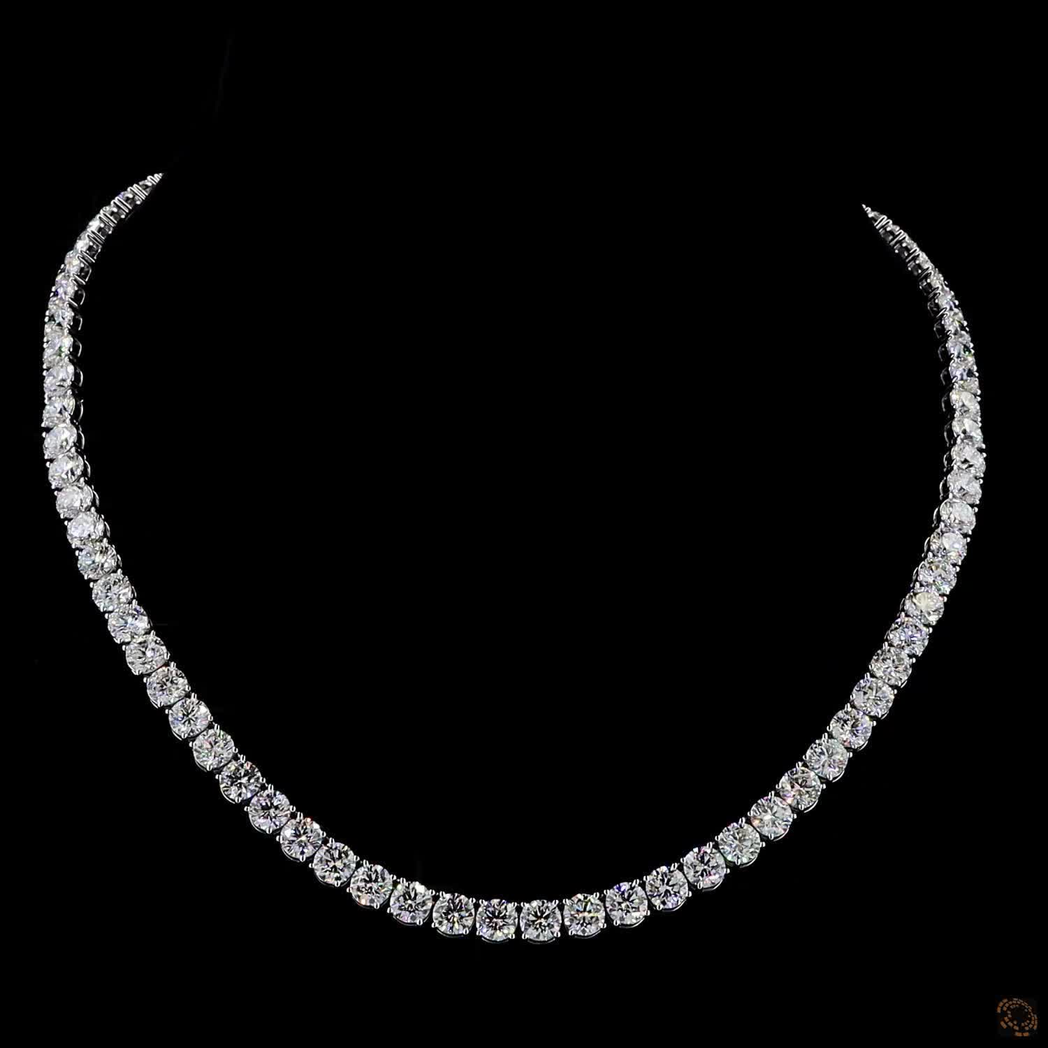 Tennis Necklace, 14K White Gold, stock TS90-6.5-W22
