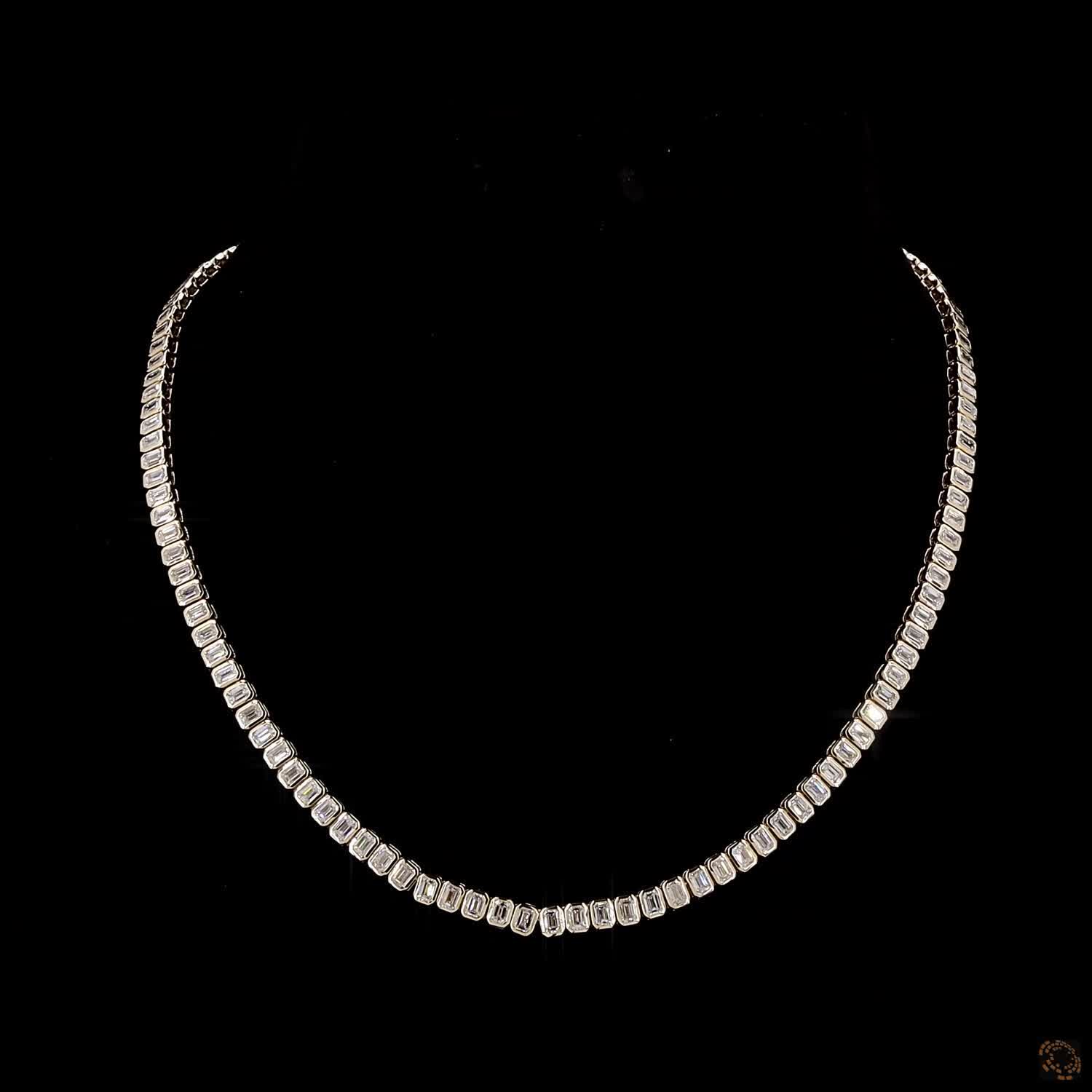 Tennis Necklace, 14K Yellow Gold, stock GD-1317