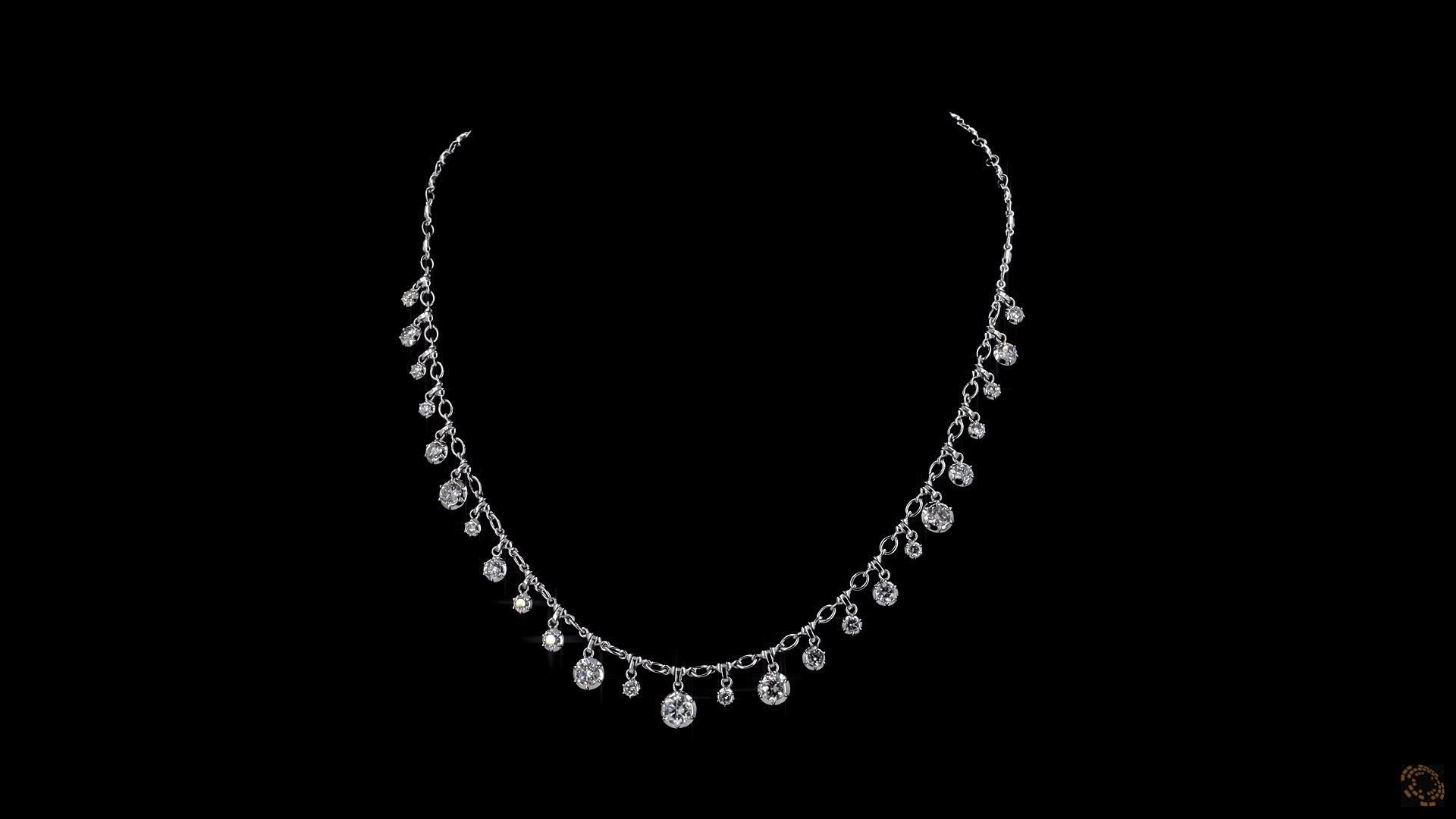 Fashion Necklace, 14K White Gold, stock GD-2482