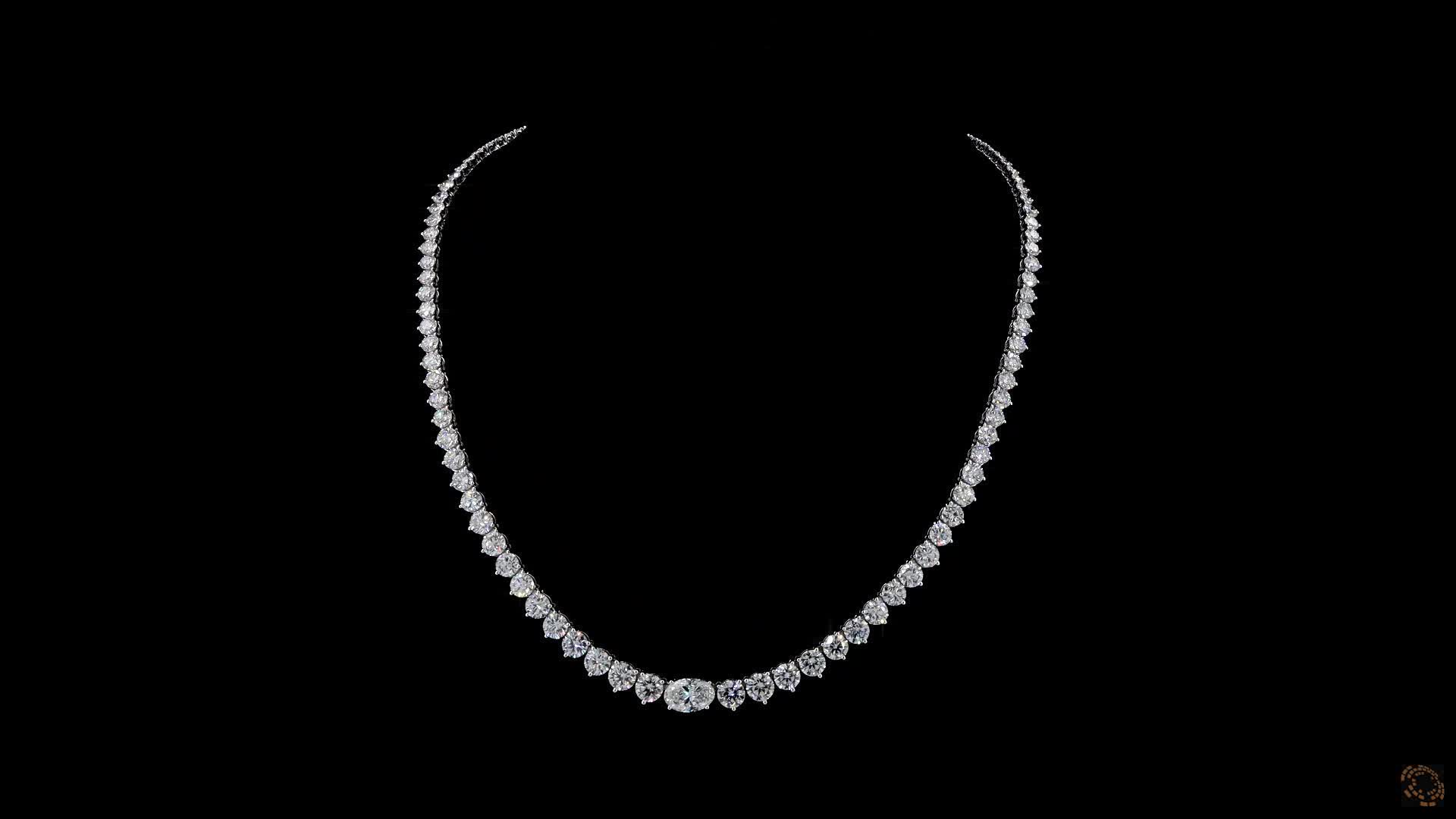 Graduated Necklace, 14K White Gold, stock 1919855