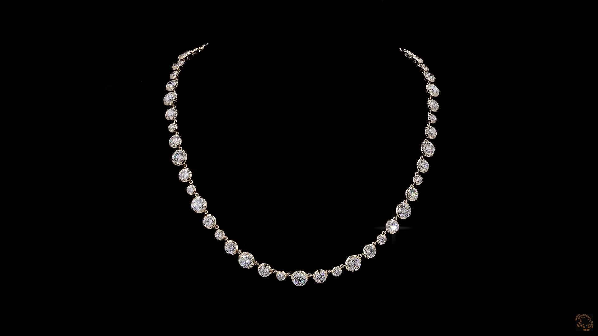 Tennis Necklace, 14K Yellow Gold, stock 2016831