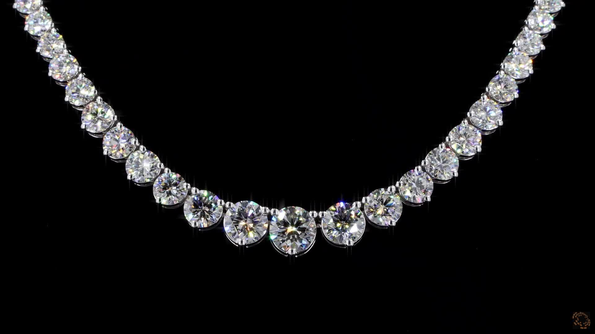 Graduated Necklace, 14K White Gold, stock TG25-6.8-W18