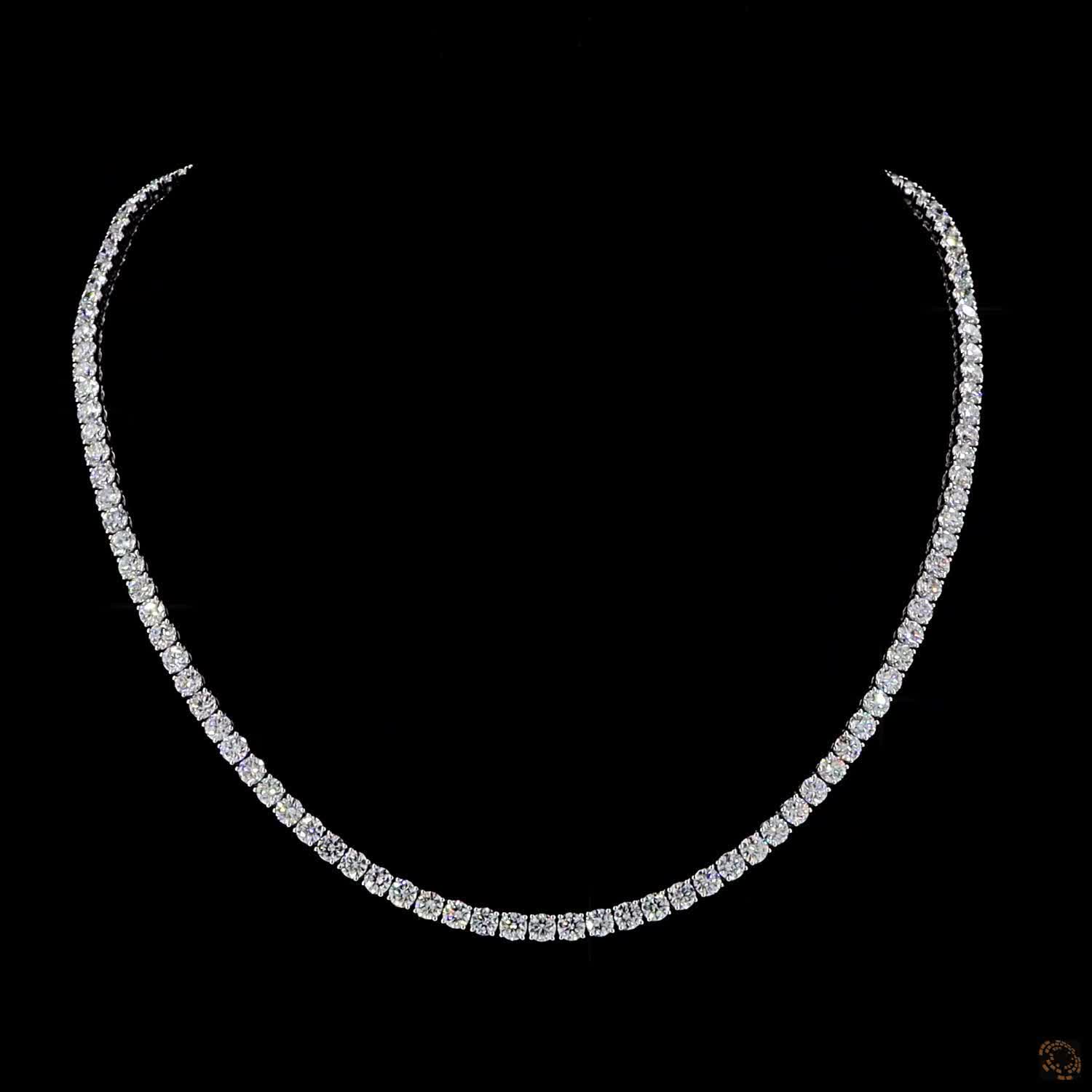 Tennis Necklace, 14K White Gold, stock TS70-5.7-W22