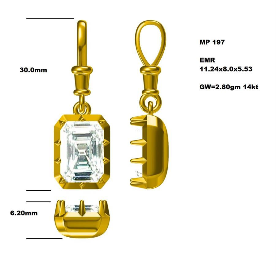 Solitaire Pendant, 14K Yellow Gold, stock PEN00139