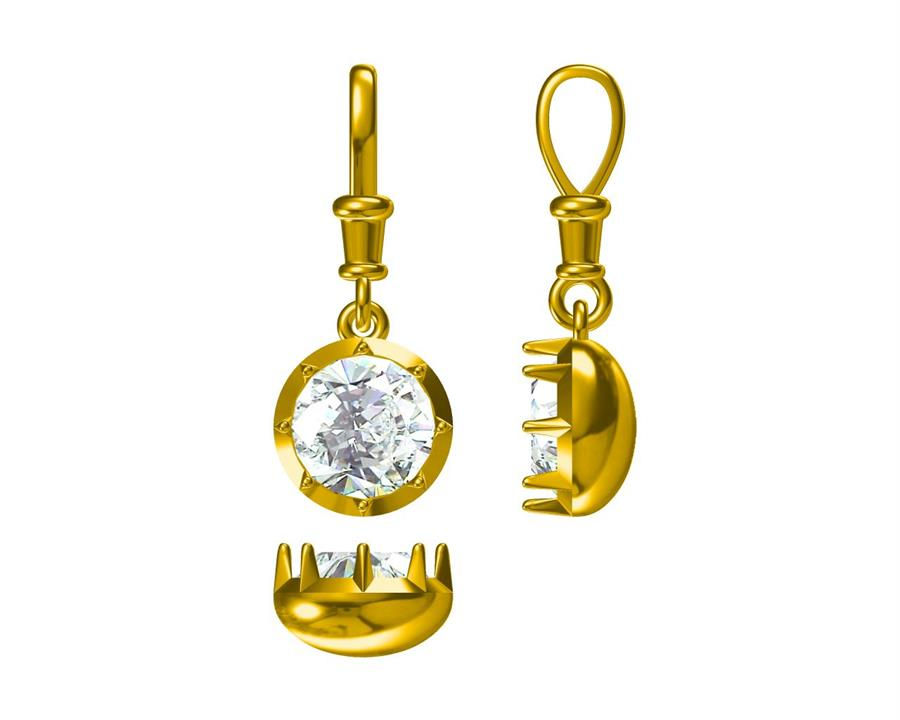 Solitaire Pendant, 14K Yellow Gold, stock PEN00141