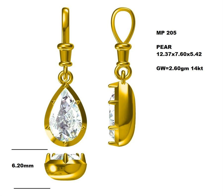 Solitaire Pendant, 14K Yellow Gold, stock PEN00154